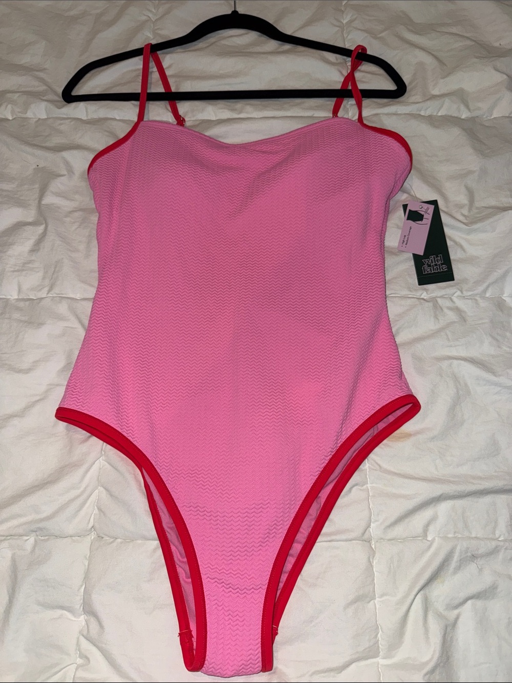 wild fable Pink One-Piece Swimsuit with Red Trim Accents